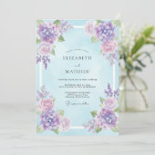 Invitation Mariage Eucalyptus Ciel Hydrangea Violette (Debout devant)