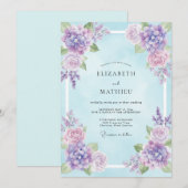 Invitation Mariage Eucalyptus Ciel Hydrangea Violette (Devant / Derrière)