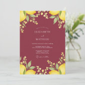 Invitation Mariage Eucalyptus Citron Pourpre (Debout devant)