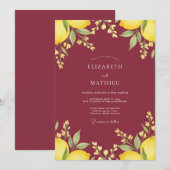 Invitation Mariage Eucalyptus Citron Pourpre (Devant / Derrière)