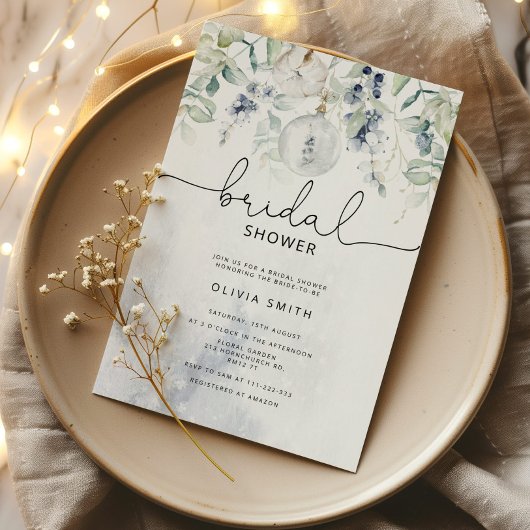 Invitation Mariage eucalyptus d'hiver sous la douche