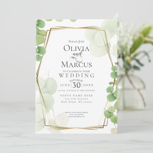 Invitation MARIAGE | Eucalyptus du printemps moderne (Debout devant)