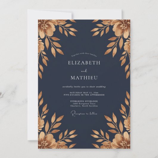 Invitation Mariage Eucalyptus Endimanché au Feuillage Doré de (Devant)