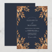 Invitation Mariage Eucalyptus Endimanché au Feuillage Doré de (Devant / Derrière)