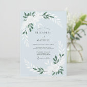 Invitation Mariage Eucalyptus Endommagé au Feuillage Bleu Aci (Debout devant)
