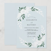 Invitation Mariage Eucalyptus Endommagé au Feuillage Bleu Aci (Devant / Derrière)