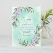 Invitation Mariage Eucalyptus et Lilas Menthe (Debout devant)