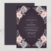 Invitation Mariage Eucalyptus et Prunier Maussade (Devant / Derrière)
