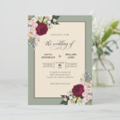 Invitation Mariage Eucalyptus et Rameau d'Olive Marron (Debout devant)