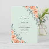 Invitation Mariage Eucalyptus Feuillage Abricot Menthe (Debout devant)