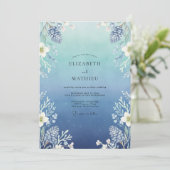 Invitation Mariage Eucalyptus Feuillage Acier Azur (Debout devant)