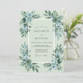Invitation Mariage Eucalyptus Feuillage Acier Mousse de Mer (Debout devant)