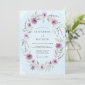 Invitation Mariage Eucalyptus Feuillage Améthyste Ciel (Debout devant)