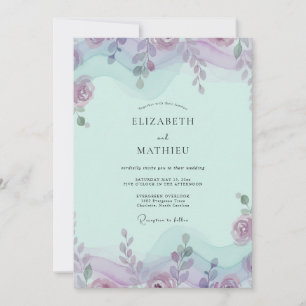 Invitation Mariage Eucalyptus Feuillage Améthyste Menthe