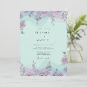 Invitation Mariage Eucalyptus Feuillage Améthyste Menthe (Debout devant)