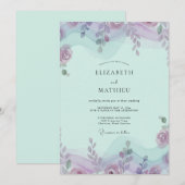 Invitation Mariage Eucalyptus Feuillage Améthyste Menthe (Devant / Derrière)
