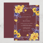 Invitation Mariage Eucalyptus Feuillage Améthyste Ocre (Devant / Derrière)