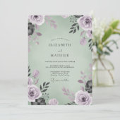 Invitation Mariage Eucalyptus Feuillage Améthyste Sauge (Debout devant)