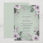 Invitation Mariage Eucalyptus Feuillage Améthyste Sauge (Devant / Derrière)