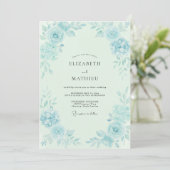 Invitation Mariage Eucalyptus Feuillage Aqua Glacé (Debout devant)