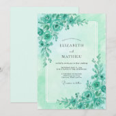 Invitation Mariage Eucalyptus Feuillage Aqua Mousse de Mer (Devant / Derrière)