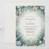 Invitation Mariage Eucalyptus Feuillage Ardoise Aqua (Devant / Derrière)