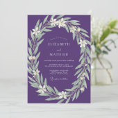 Invitation Mariage Eucalyptus Feuillage Argent Améthyste (Debout devant)