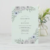 Invitation Mariage Eucalyptus Feuillage Argent Menthe (Debout devant)