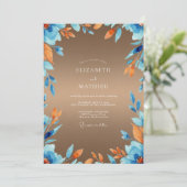 Invitation Mariage Eucalyptus Feuillage Azur Ambre (Debout devant)