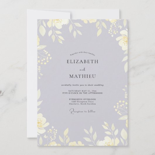 Invitation Mariage Eucalyptus Feuillage Beurre Lavande (Devant)
