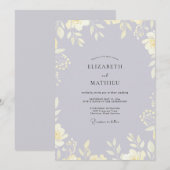Invitation Mariage Eucalyptus Feuillage Beurre Lavande (Devant / Derrière)