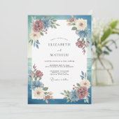 Invitation Mariage Eucalyptus Feuillage Bourgogne Acier (Debout devant)