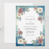 Invitation Mariage Eucalyptus Feuillage Bourgogne Acier (Devant / Derrière)