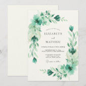 Invitation Mariage Eucalyptus Feuillage Céladon Mousse de Mer (Devant / Derrière)