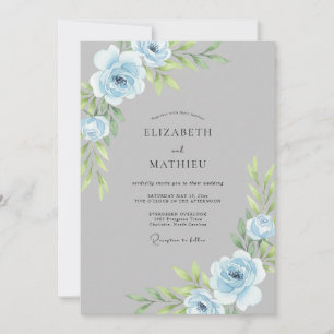 Invitation Mariage Eucalyptus Feuillage Ciel Argenté
