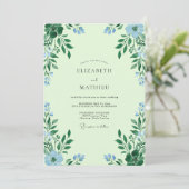 Invitation Mariage Eucalyptus Feuillage Ciel Menthe (Debout devant)