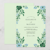 Invitation Mariage Eucalyptus Feuillage Ciel Menthe (Devant / Derrière)