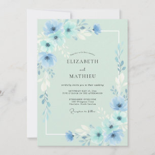 Invitation Mariage Eucalyptus Feuillage Ciel Mousse de Mer