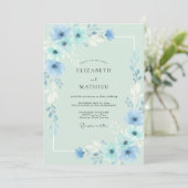 Invitation Mariage Eucalyptus Feuillage Ciel Mousse de Mer (Debout devant)