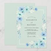 Invitation Mariage Eucalyptus Feuillage Ciel Mousse de Mer (Devant / Derrière)