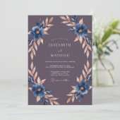 Invitation Mariage Eucalyptus Feuillage Cuivre Améthyste (Debout devant)