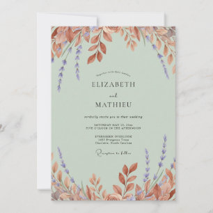 Invitation Mariage Eucalyptus Feuillage Cuivre Sage Mat