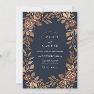 Invitation Mariage Eucalyptus Feuillage de Cuivre de Minuit
