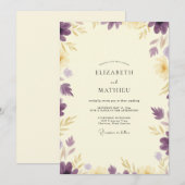Invitation Mariage Eucalyptus Feuillage Doré Lavande (Devant / Derrière)