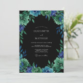 Invitation Mariage Eucalyptus Feuillage Indigo Jade (Debout devant)