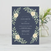 Invitation Mariage Eucalyptus Feuillage Indigo Minuit (Debout devant)