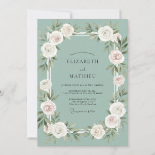 Invitation Mariage Eucalyptus Feuillage Ivoire Mousse de Mer