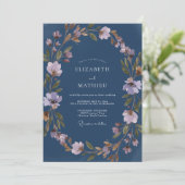 Invitation Mariage Eucalyptus Feuillage Lilas Acier (Debout devant)