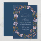 Invitation Mariage Eucalyptus Feuillage Lilas Acier (Devant / Derrière)