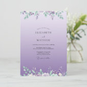 Invitation Mariage Eucalyptus Feuillage Lilas Lavande (Debout devant)